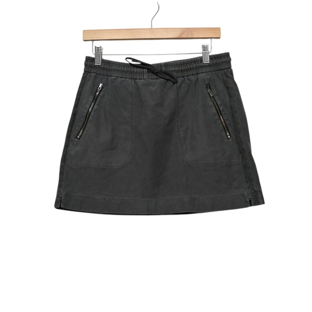 Athleta Womens Farallon Charcoal Gray Drawstring Utility Mini Skirt Size 6